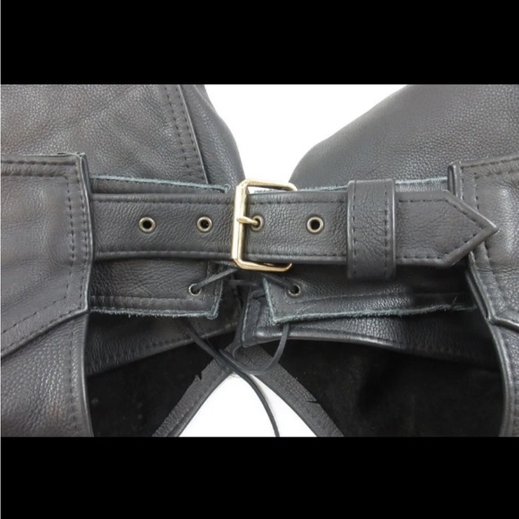 Men’s Fox Creek Black Genuine Leather Chaps M/L - Picture 6 of 11